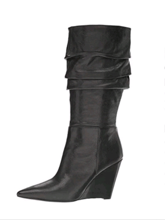 Nine West Shoes - Nine West Black Vernese Genuine Leather Pointy Mid-Calf Boot . Size 9 1/2 M
